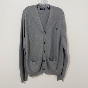 Chaps Men's Gray Cardigan Button-up Sweater Pockets 100% Cotton Size XXL